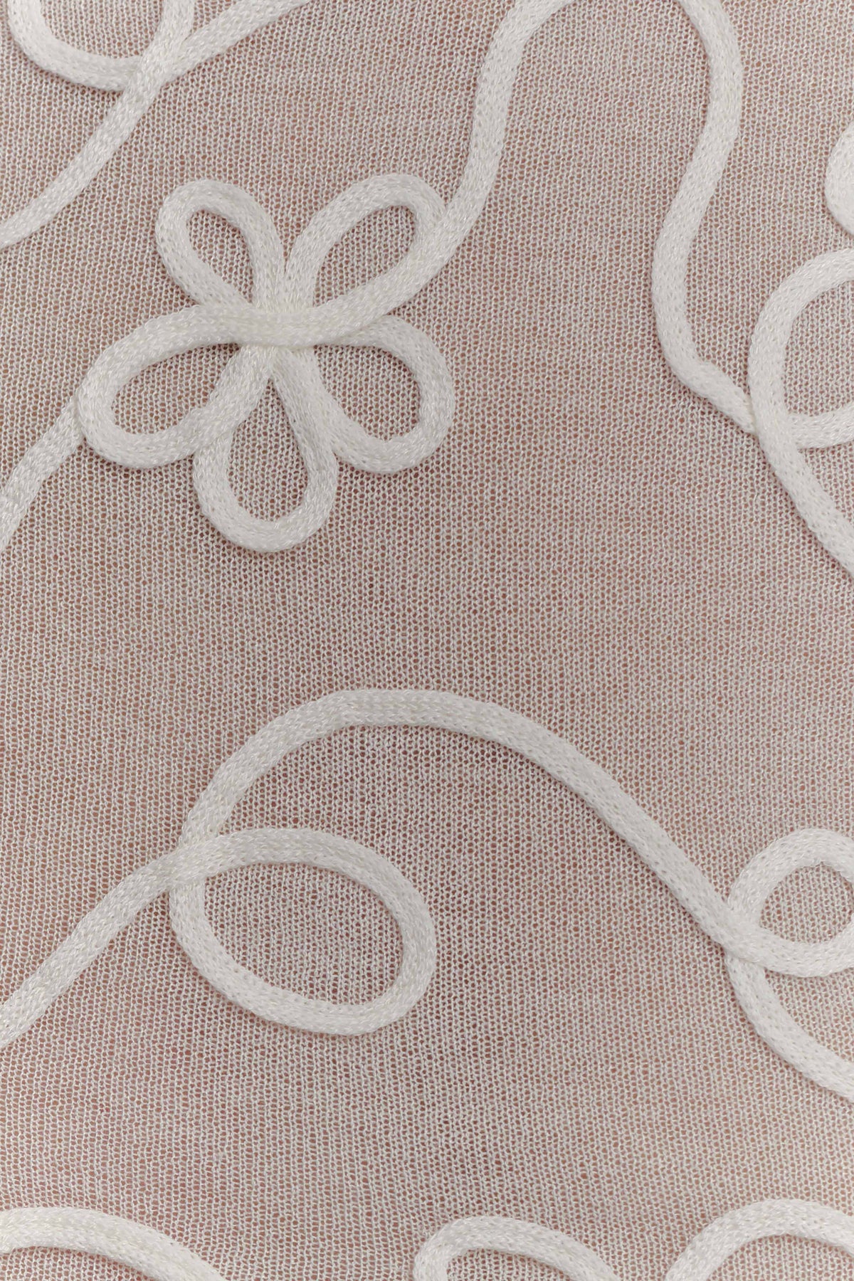 Omari Embroidery Long Sleeve Knit Top Ivory