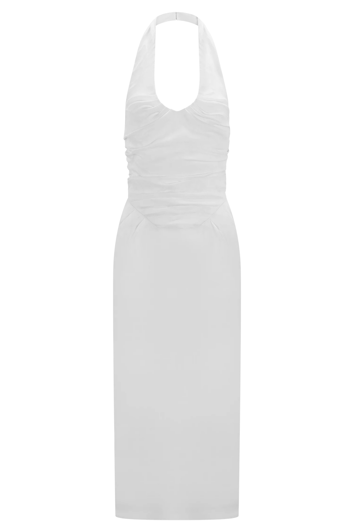 Daniela Ruched Halter Midi Dress White