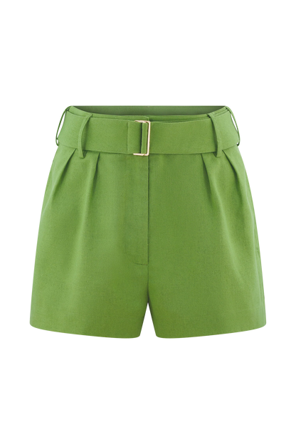 Scout Linen Belted Shorts Green