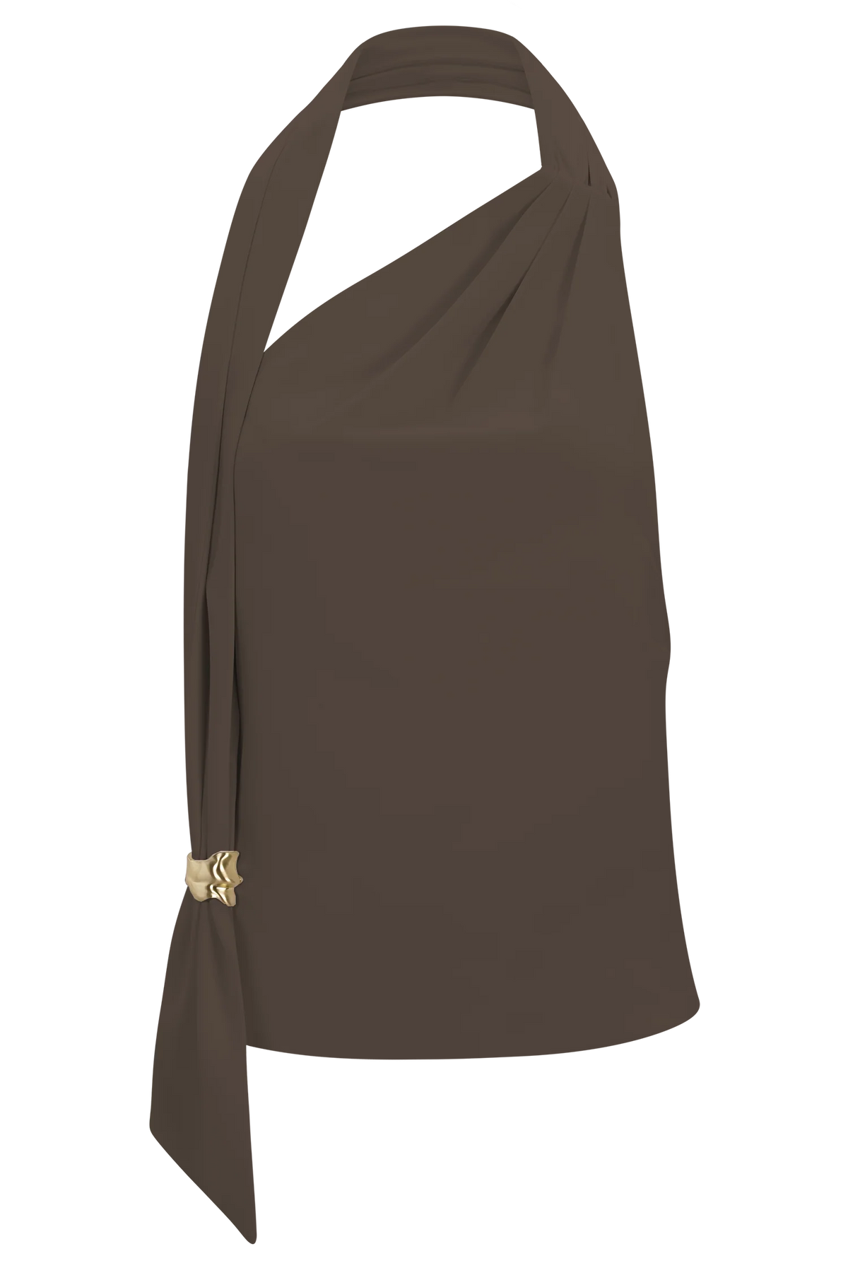 Marina Halter Top With Hardware Cacao Brown