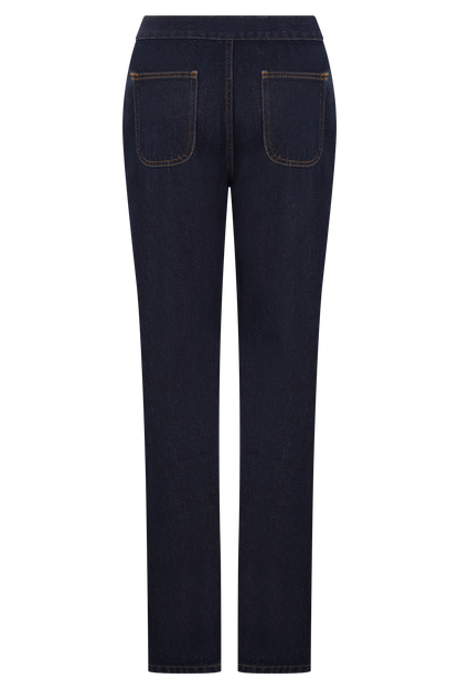 Remington V Front Straight Leg Jeans Indigo Blue