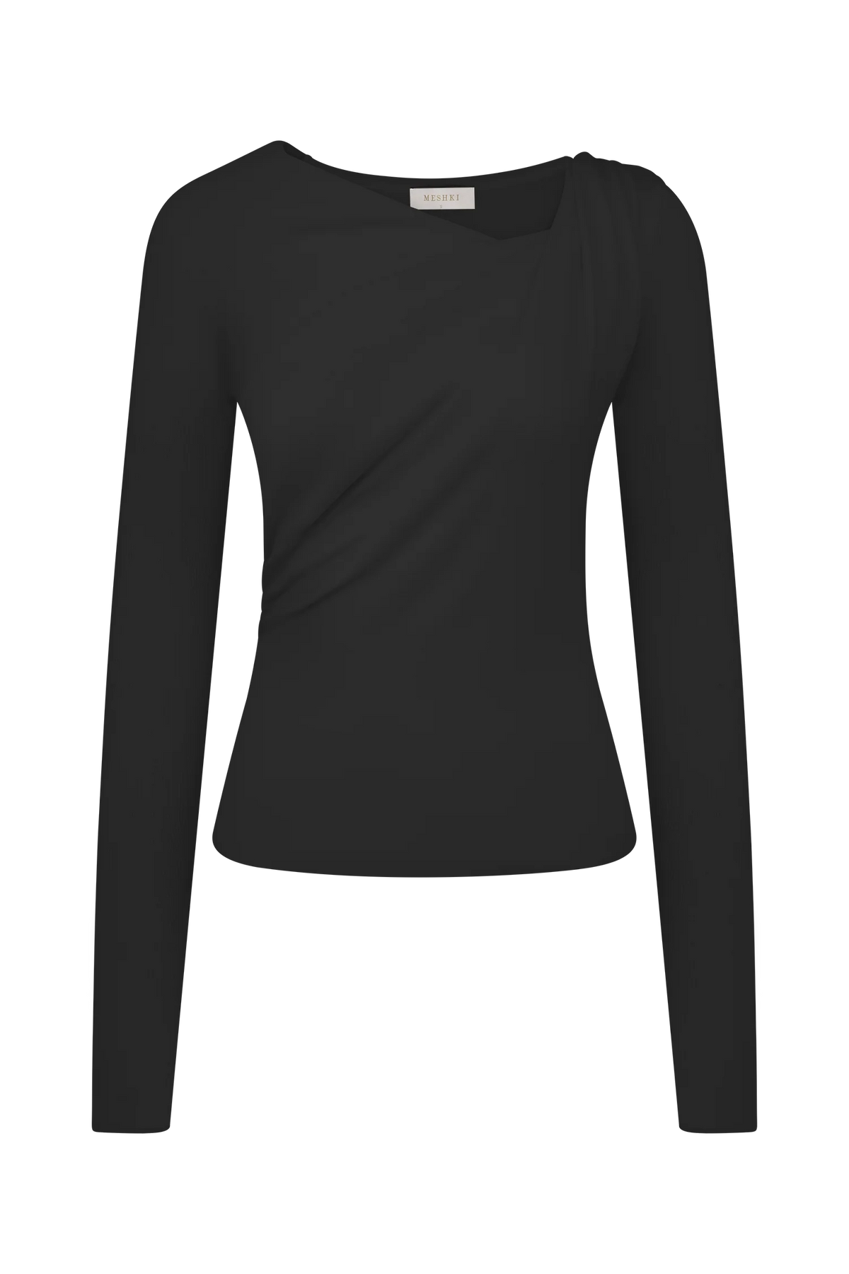 Culver Draped Twist Knit Top Black