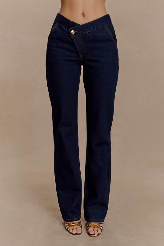 Remington V Front Straight Leg Jeans Indigo Blue