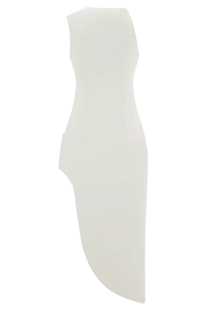 Virginia Suiting Embroidered Midi Dress White