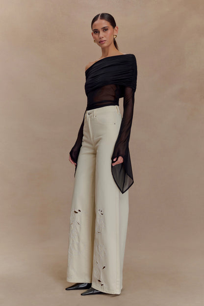 Carmella Embroided Jeans Ecru
