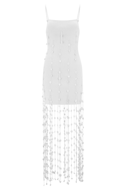Tove Hand Knit Flower Mini Dress White