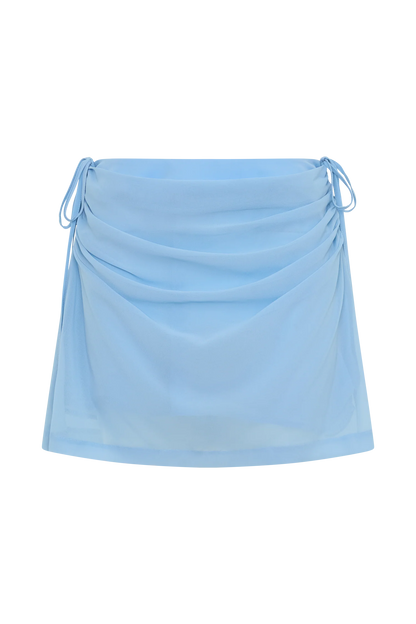Indie Draped Chiffon Mini Skirt Sky Blue