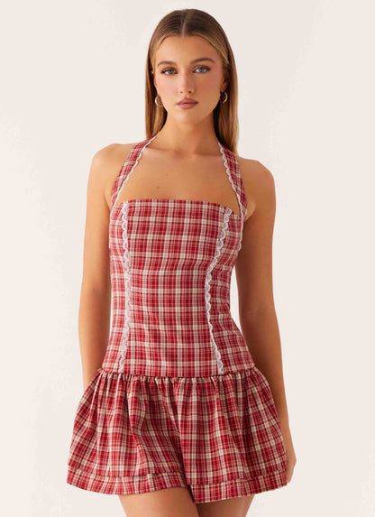 Lotus Dream Mini Dress Ruby Check