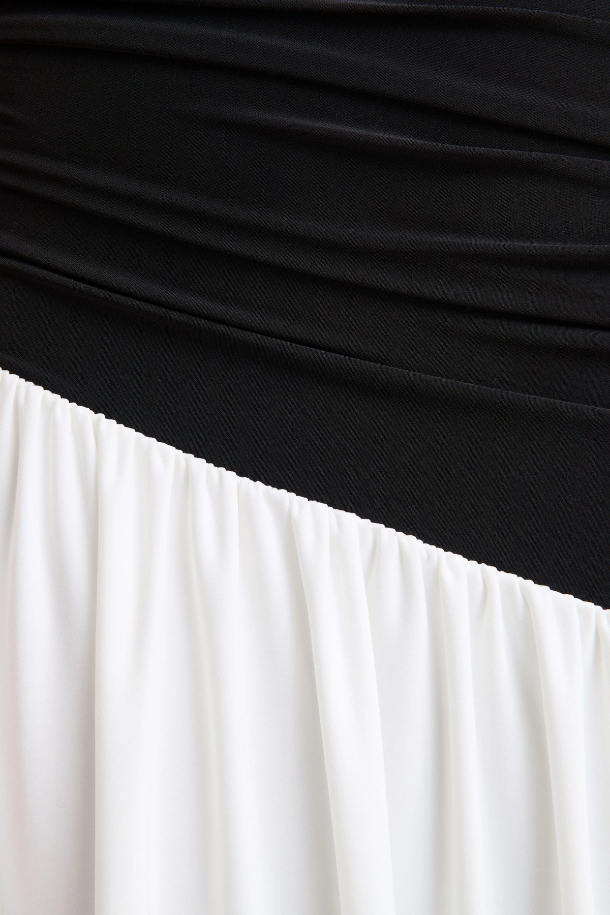 Danila Black And White Asymmetric Neck Maxi Dress With Drop Waist