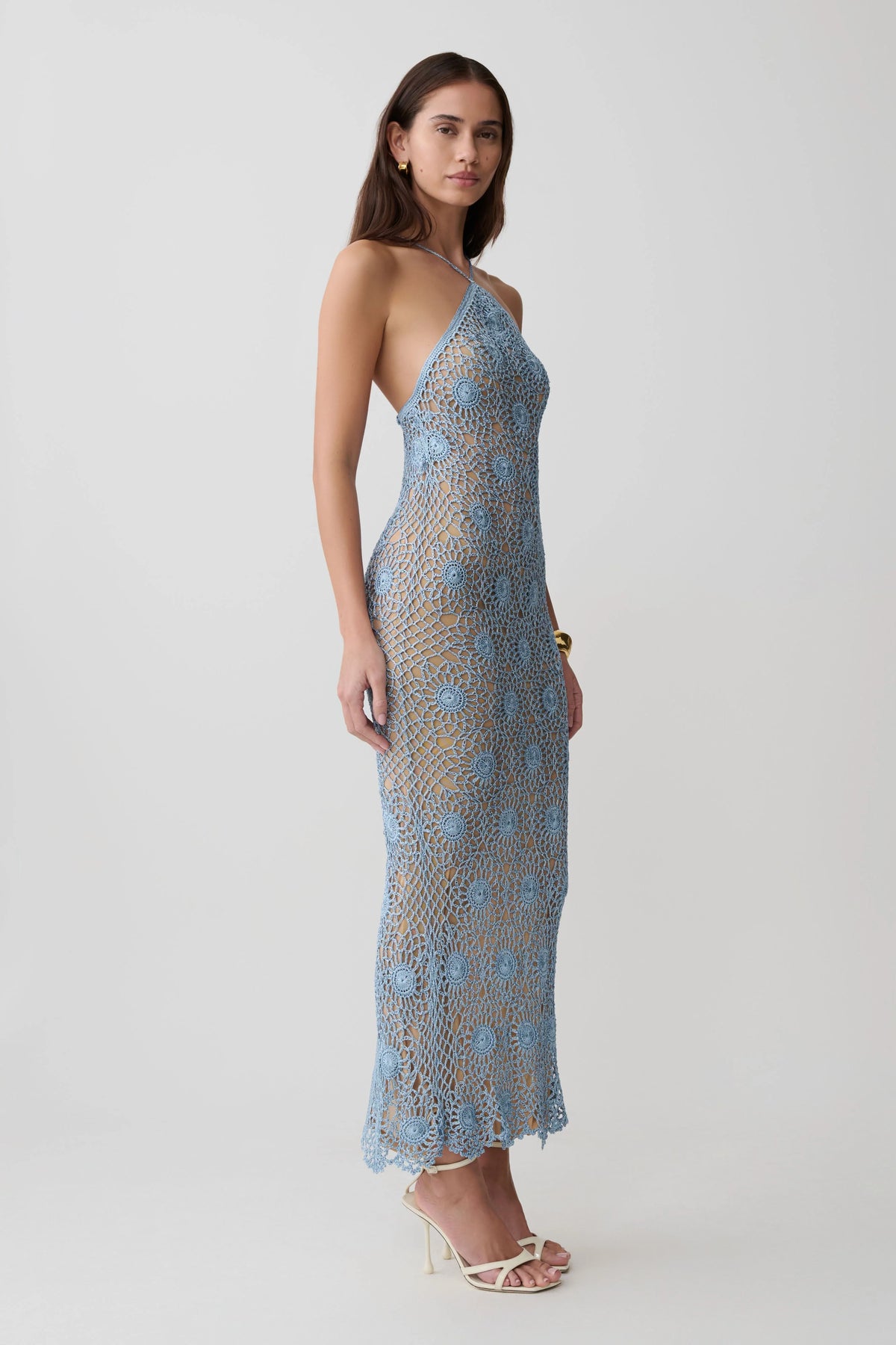 Sam Halter Hand Crochet Maxi Dress Periwinkle
