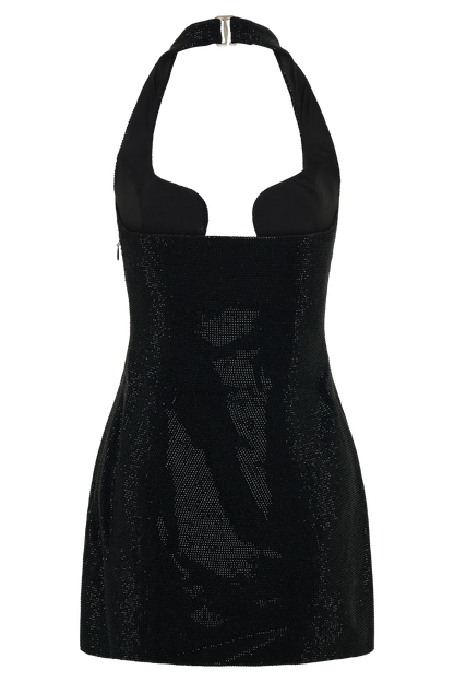 Raina Diamante Halter Mini Dress Black