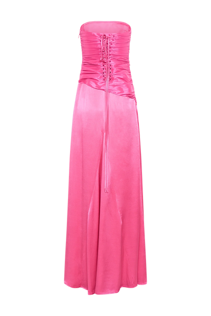 Serena Strapless Taffeta Maxi Dress Crimson Pink