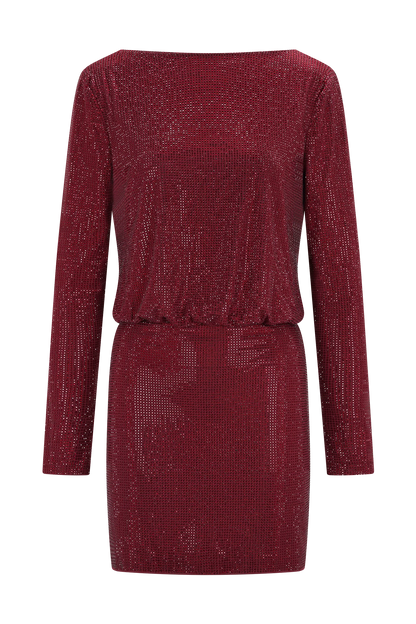 Darius Diamante Cowl Mini Dress Wine