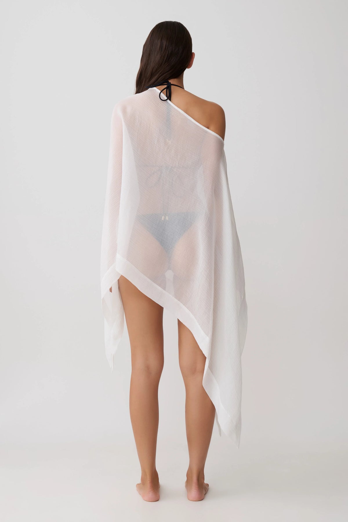 Leilani Sheer Draped Asymmetric Top Ivory