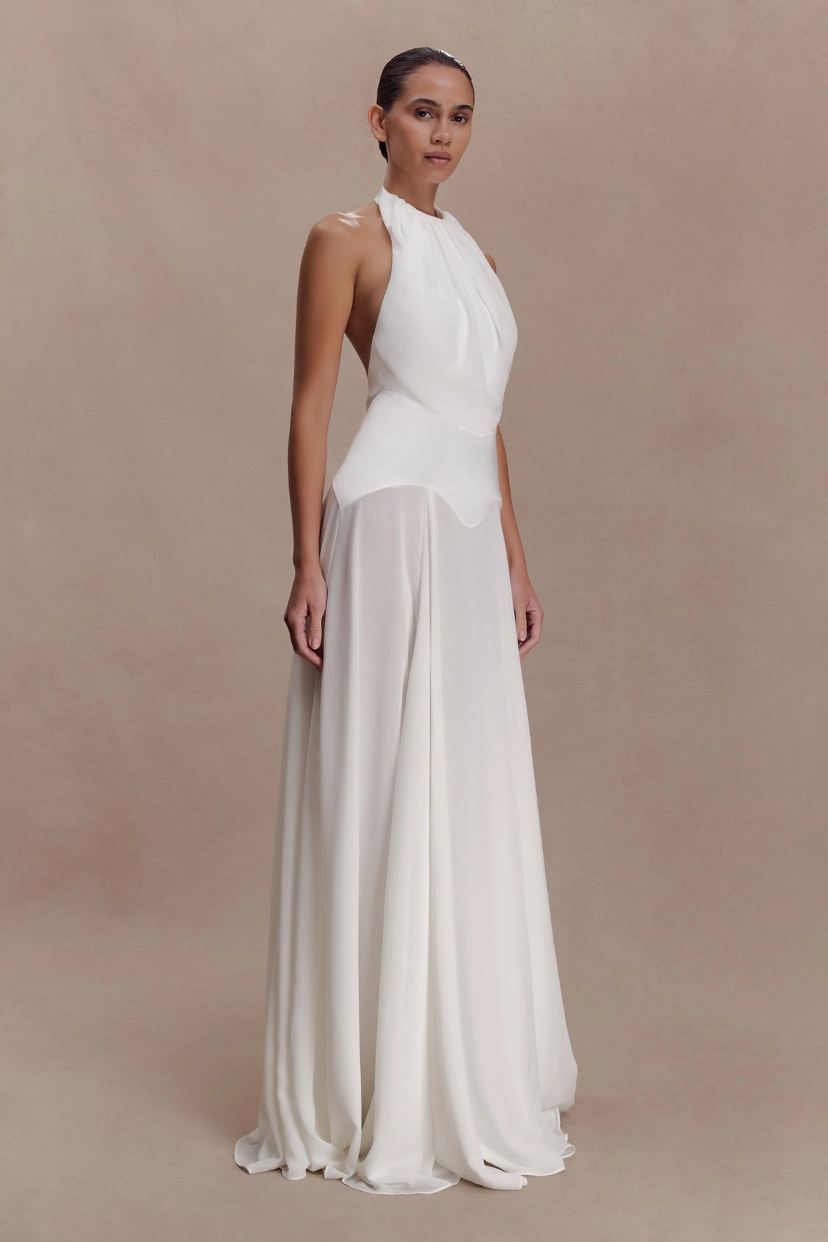 Susan Chiffon Halter Maxi Dress Ivory