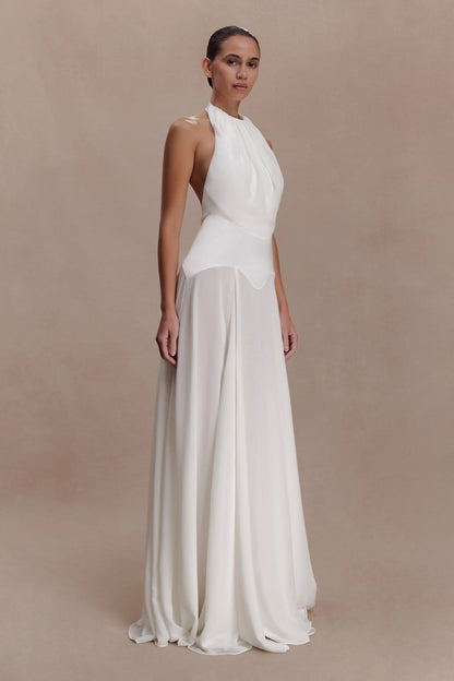 Susan Chiffon Halter Maxi Dress Ivory