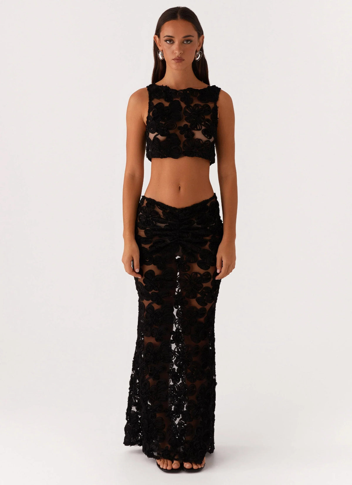 Fiorella Floret Maxi Skirt Black