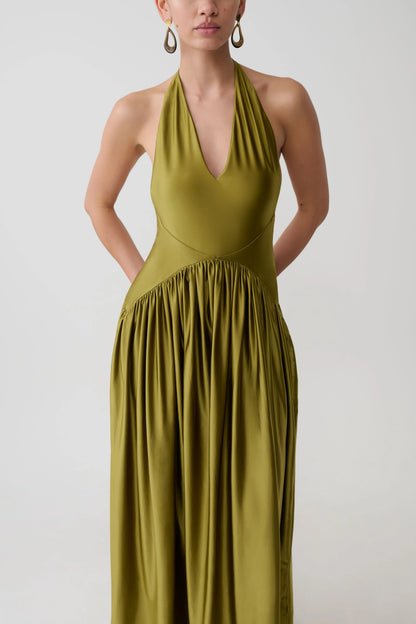 Cypress Halter Maxi Dress Olive
