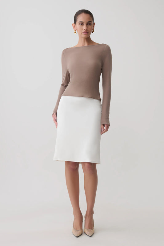 Greer Knee Length Skirt White