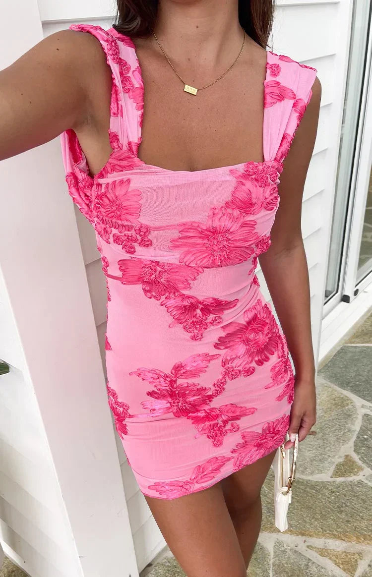 Ada Pink Floral Mini Dress