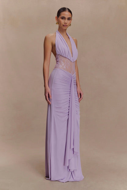 Bonnie Slinky And Lace Maxi Dress Lilac