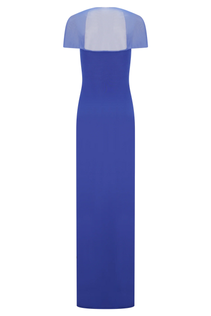 Wyatt Slinky And Mesh Maxi Dress Cobalt Blue