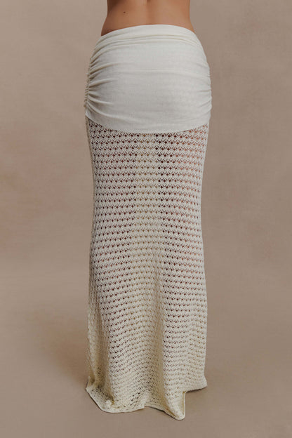 Mania Crochet Maxi Skirt With Hardware Ivory