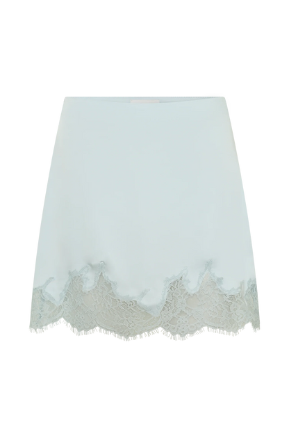 Nina Lace And Satin Mini Skirt Ice Blue