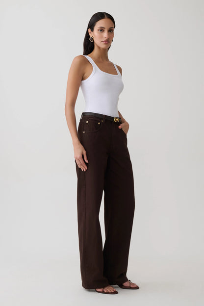 Mannon Mid Rise Denim Jeans Chocolate