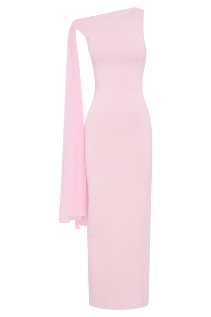 Farid Bandage Maxi Dress With Chiffon Baby Pink