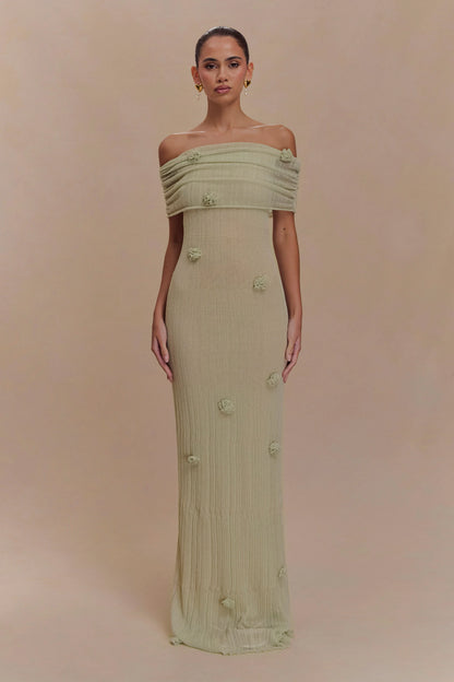 Brynn Orchid Knit Maxi Dress Pastel Green