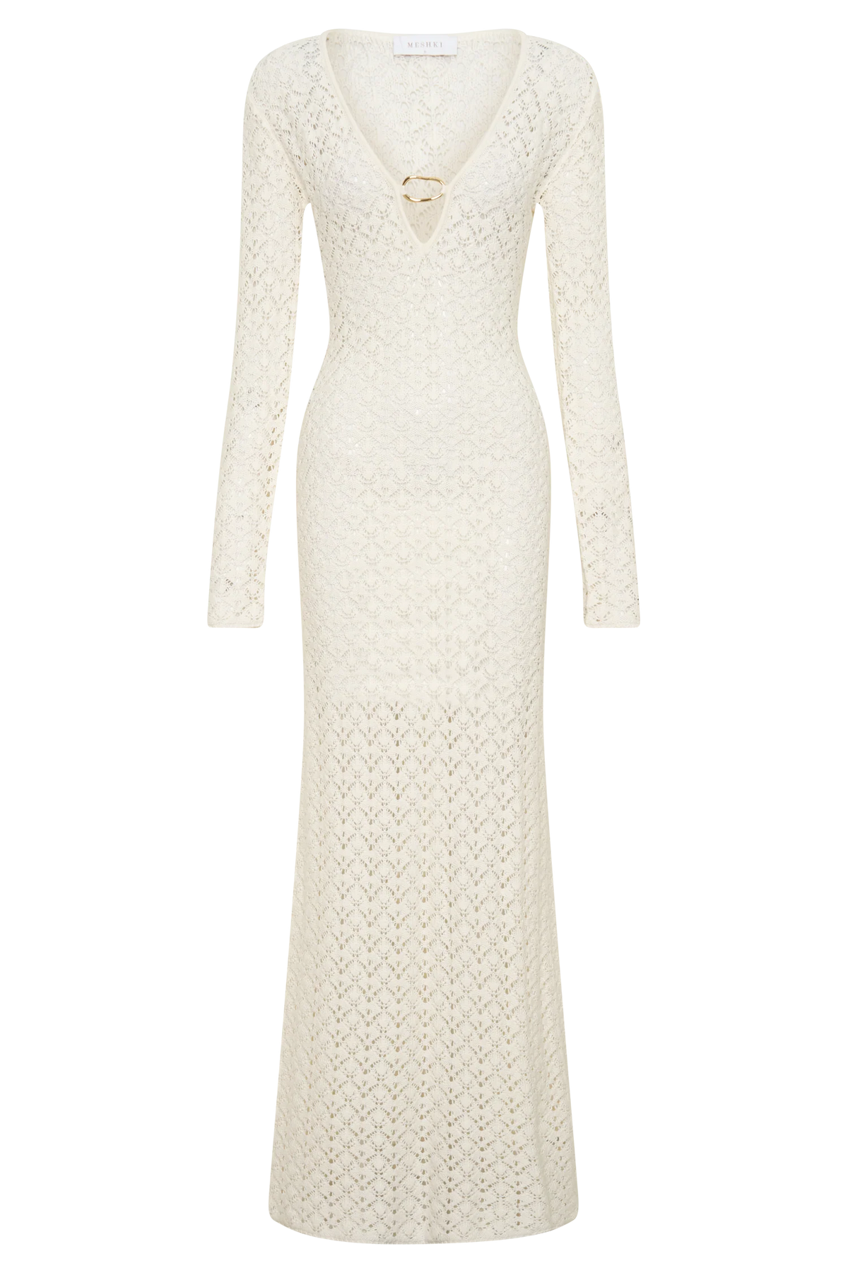 Jamaya Crochet Knit Maxi Dress Ivory