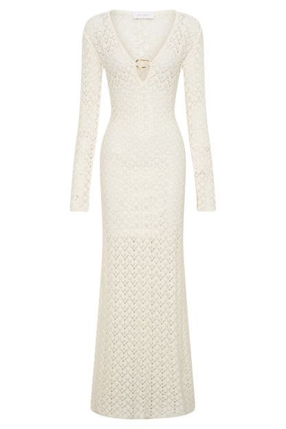 Jamaya Crochet Knit Maxi Dress Ivory