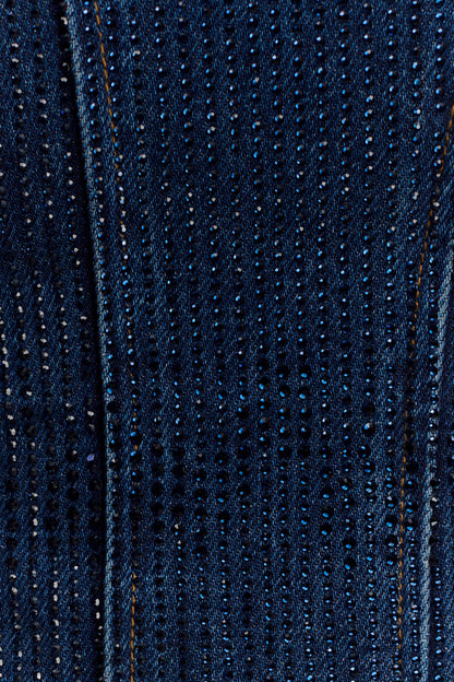 Monte Strapless Diamante Denim Corset Midnight Blue