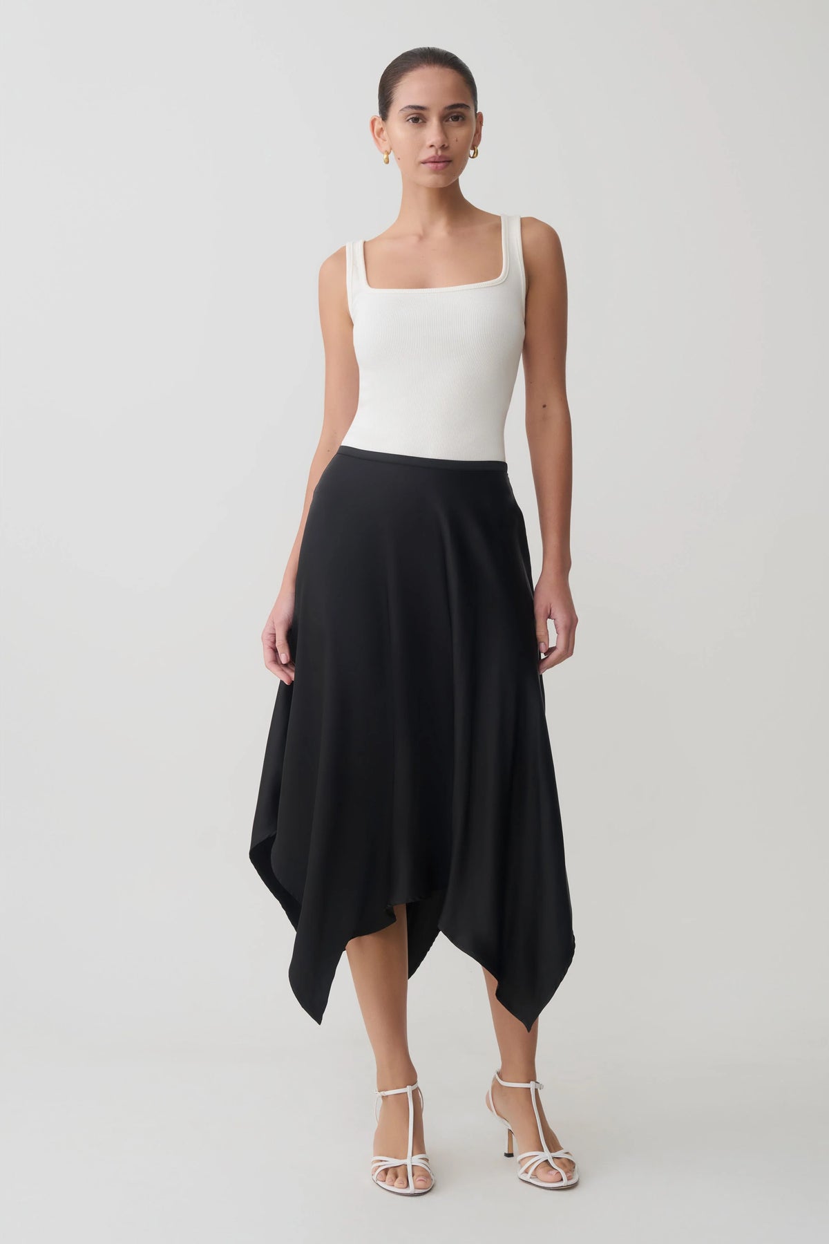 Aisling Ribbed Square Neck Sleeveless Top Ivory