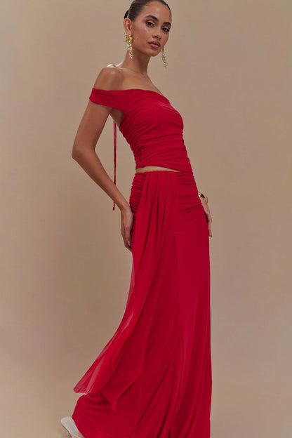 Arna Mesh Maxi Skirt Ruby
