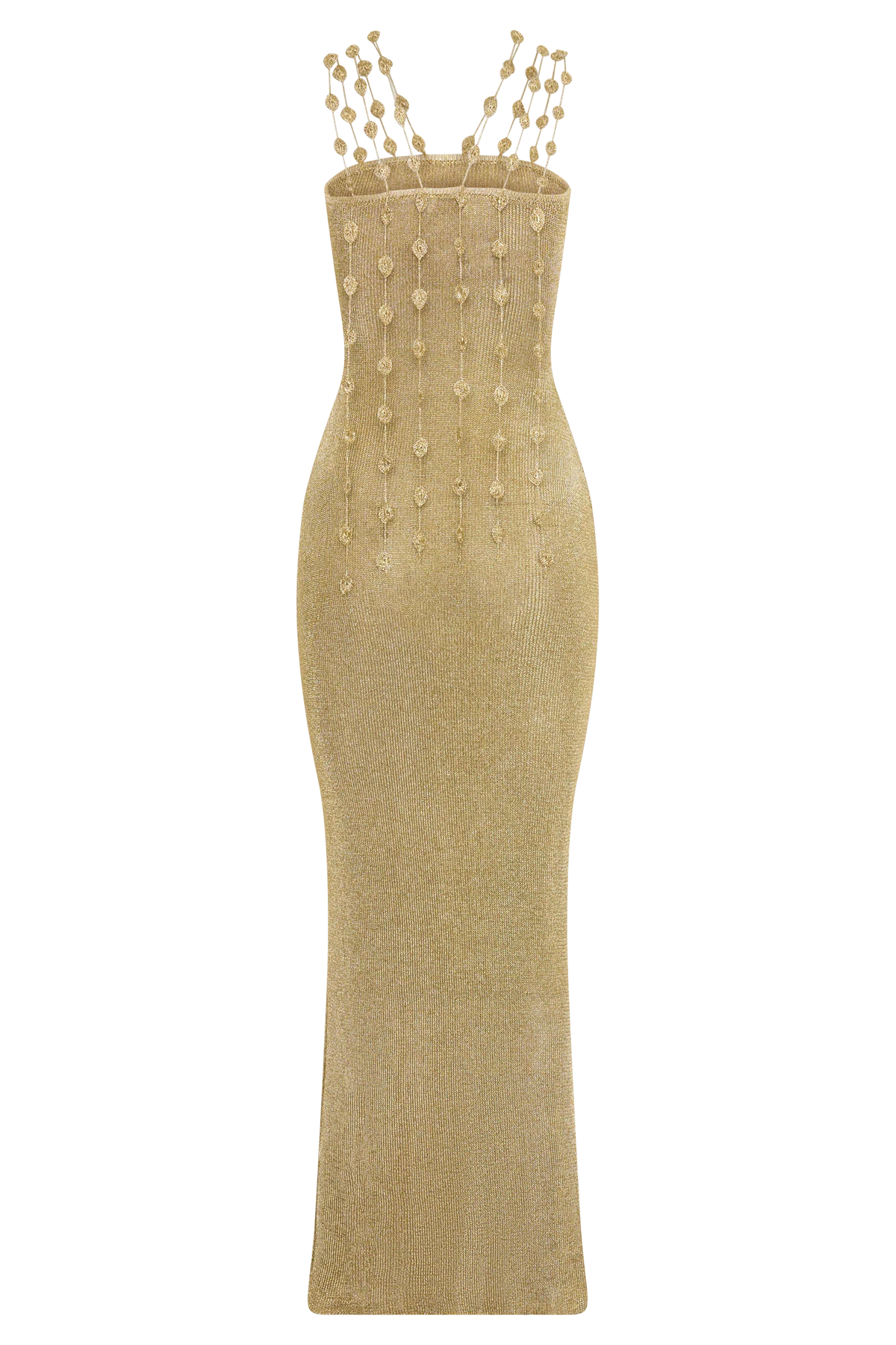 Shami Lurex Maxi Dress With Flowers Gold