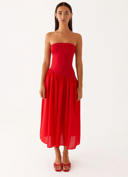 Domino Effect Midi Dress Red