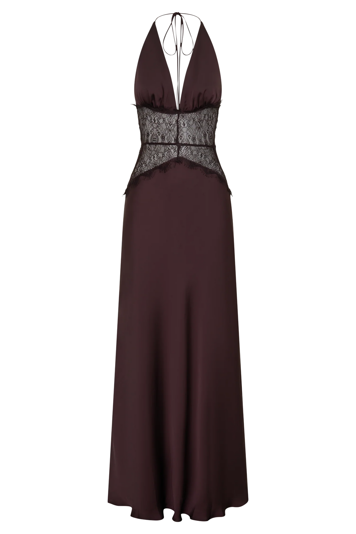Dinah Lace And Satin Maxi Dress Chocolate