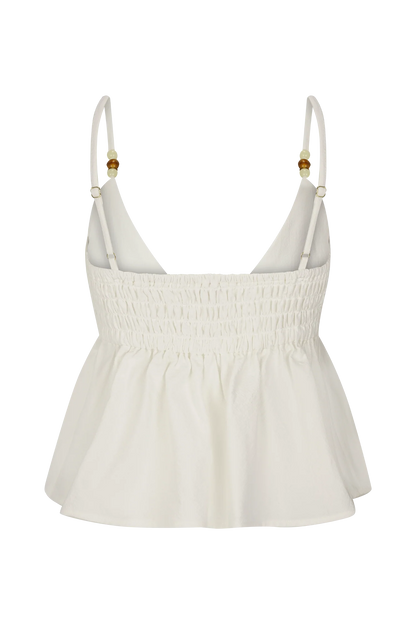 Janayia Cotton Beaded Top White
