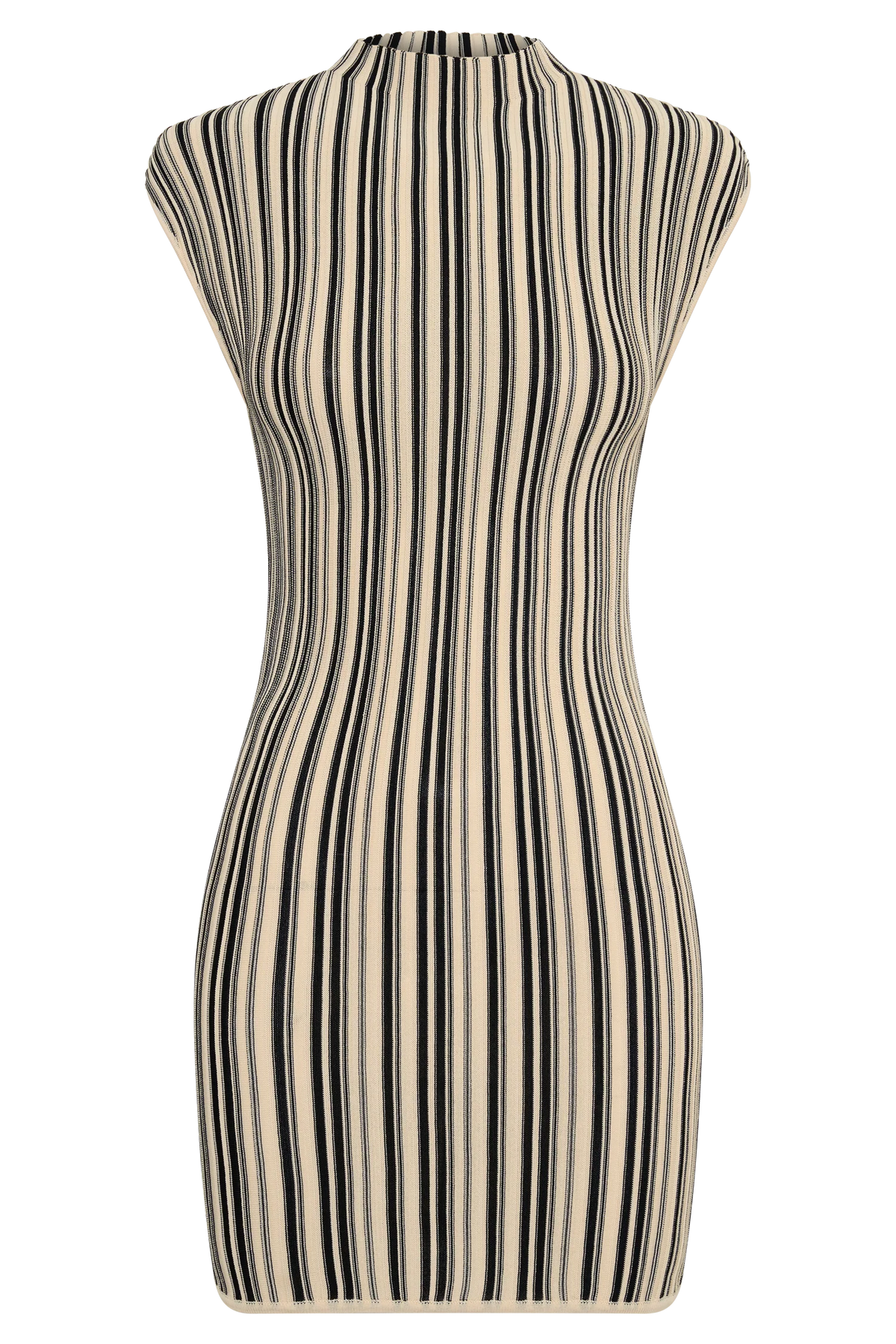 Meggie Striped Sleeveless Mini Dress Black Ivory