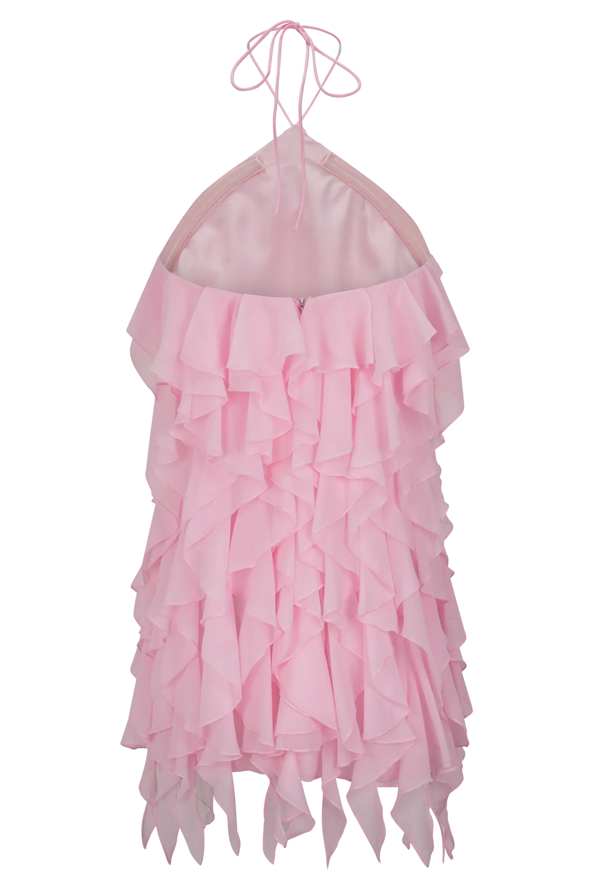 Marigold Ruffle Halter Mini Dress Powder Pink