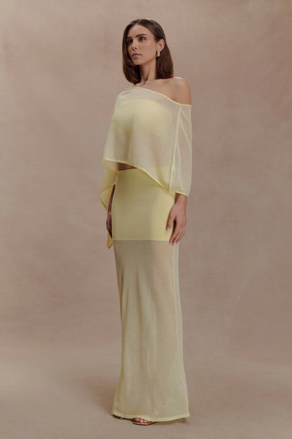 Lyra Sheer Knit Cape Lemon