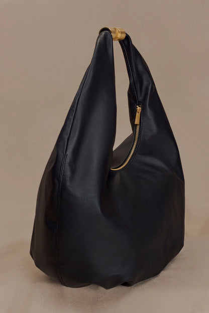 Bristol Croissant Leather Shoulder Bag Black