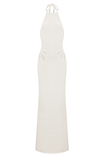 Brock Knit Halter Maxi Dress White