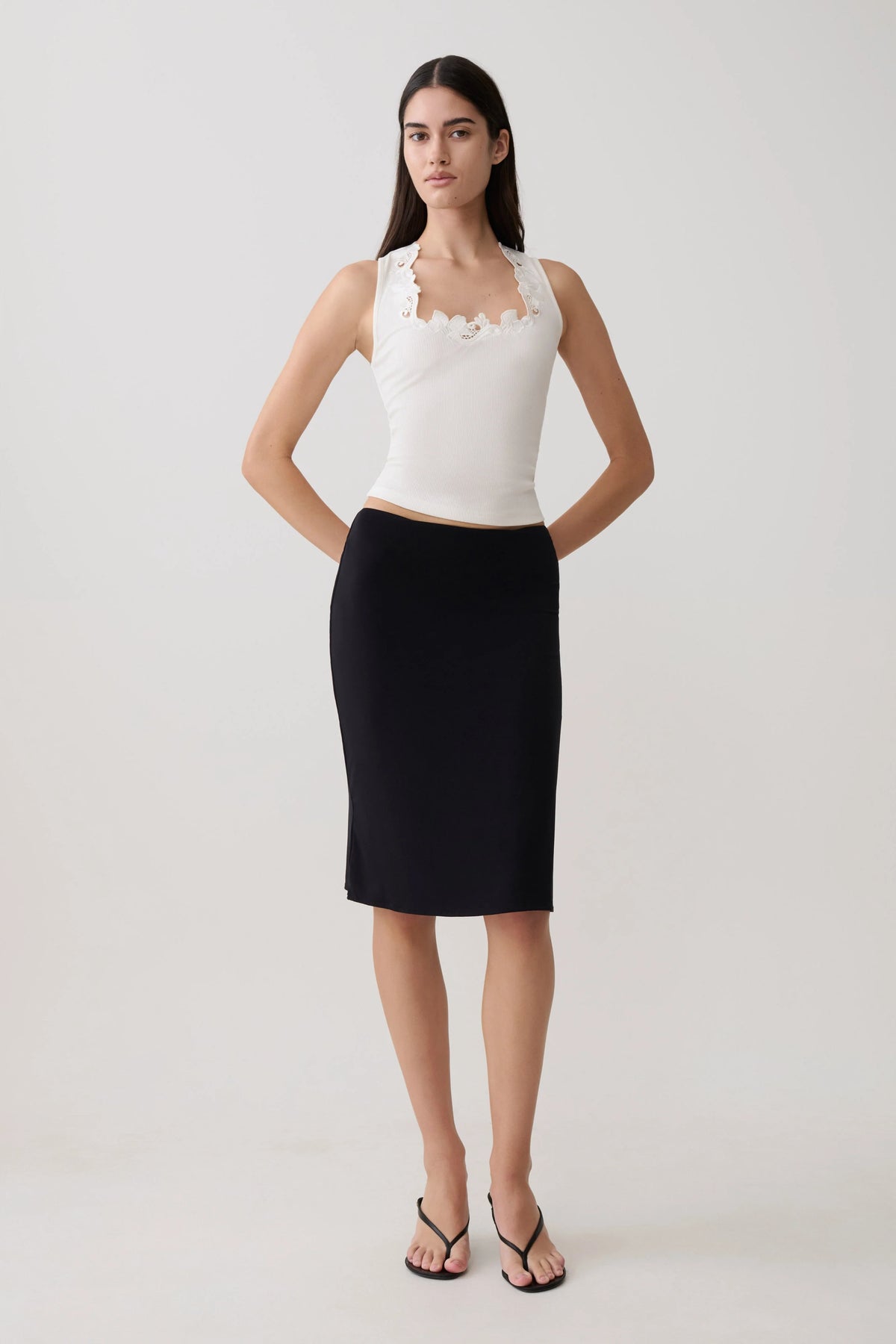 Greer Knee Length Skirt Black