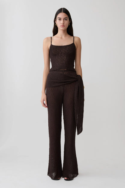 Mattais Boucle Knit Top Dark Chocolate