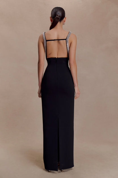 Lorde Embellished Crepe Maxi Dress Black