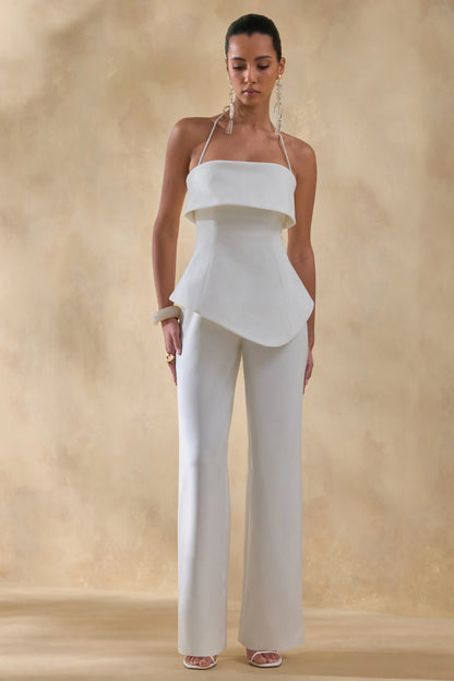 Zura White Square Neck Jumpsuit