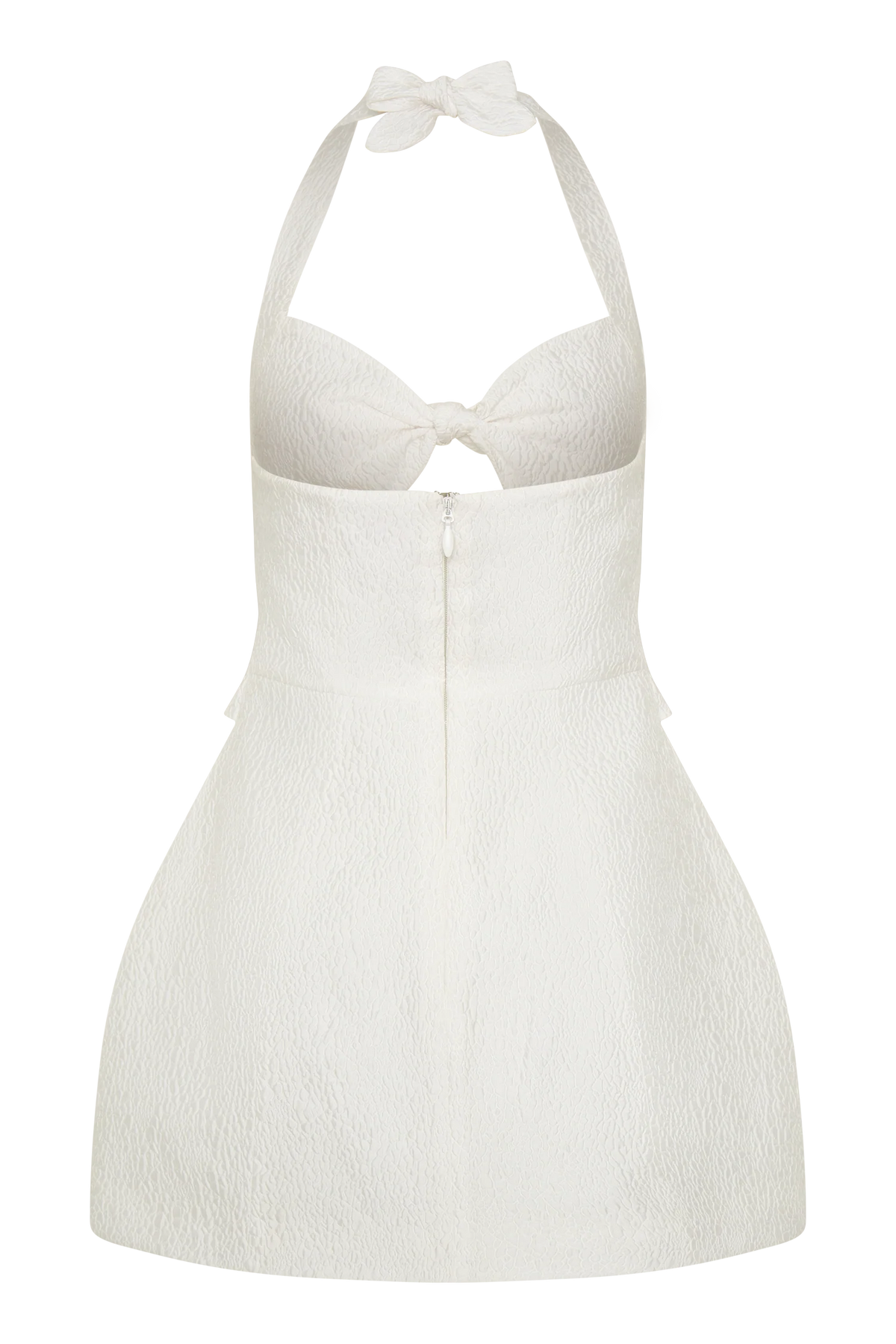 Ella Bow Detail Halter Mini Dress White